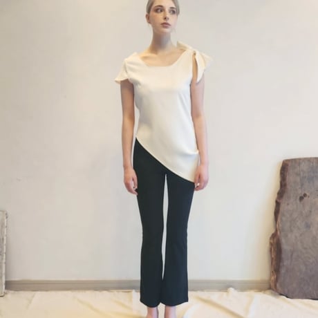 asymmetric draped bow shoulder top