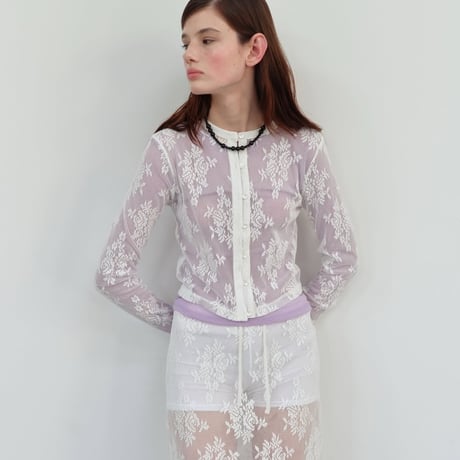 Floral lace midi skirt