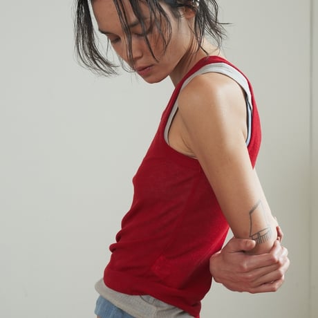 "Verso" Sheer ribbed sleeveless top