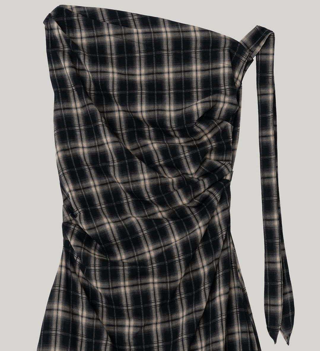 Draped plaid sleeveless dress | Ir