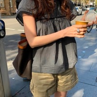 予約販売　Gingham Lace Blouse