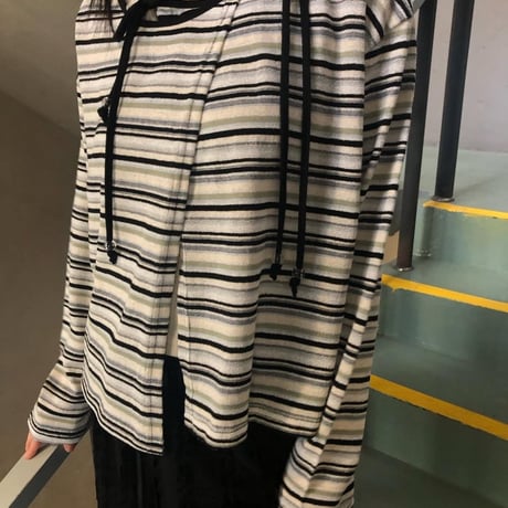 Striped Ribbon-Tie Cardigan