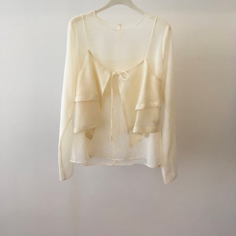 Front Ribbon Sheer Layered Top