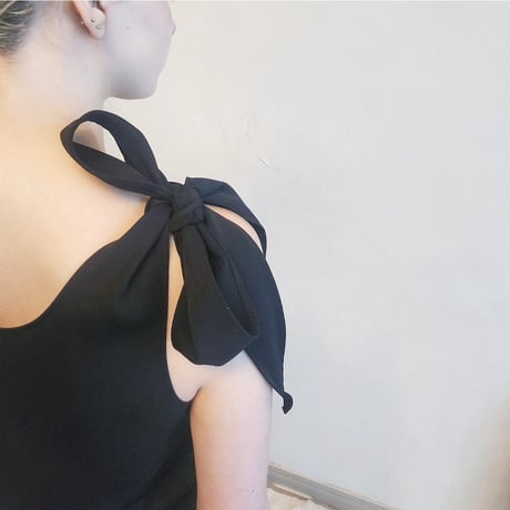 asymmetric draped bow shoulder top