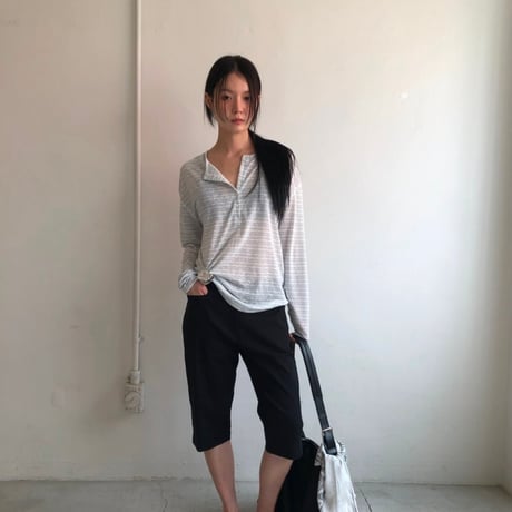予約販売　Soft Stripe Henley Top