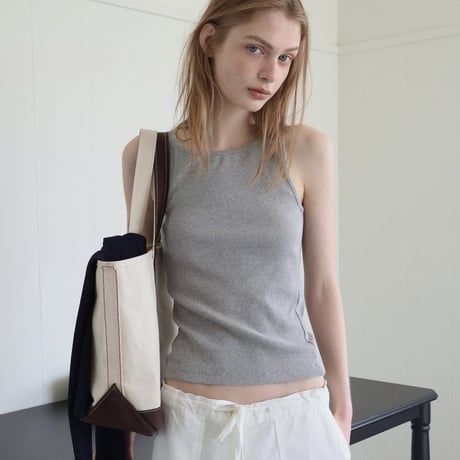 Ribbed square neck tank top