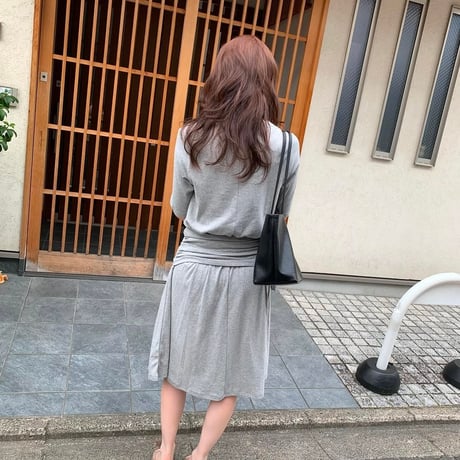 予約販売　Elegant Draped Waist Midi Dress