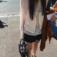Front Ribbon Sheer Layered Top
