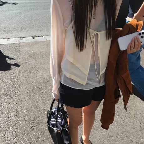 Front Ribbon Sheer Layered Top