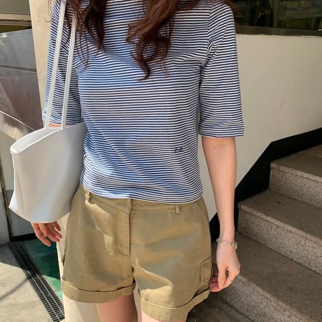 予約販売　Boat Neck Stripe Top