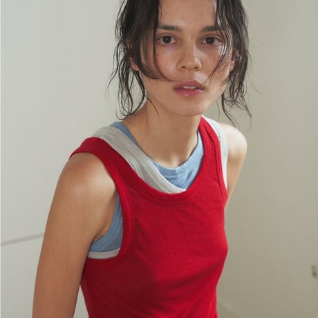"Verso" Sheer ribbed sleeveless top