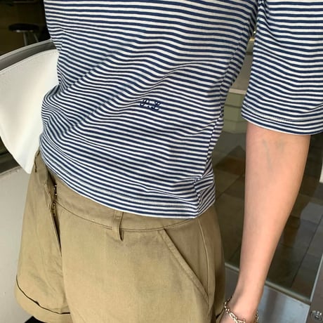 予約販売　Boat Neck Stripe Top