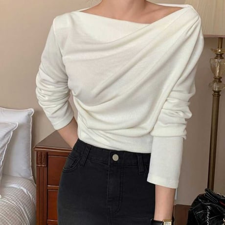 Draped off shoulder T