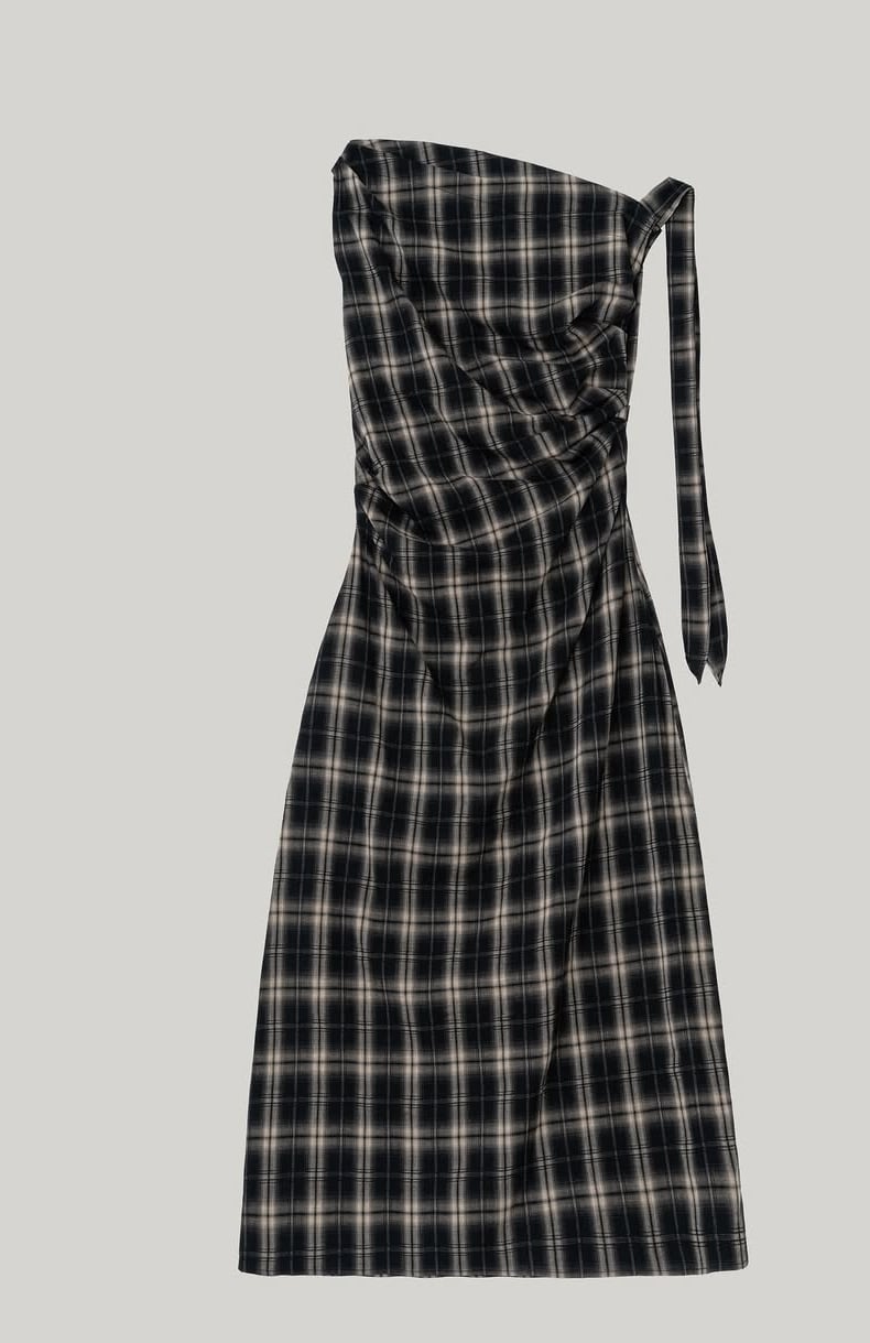 Draped plaid sleeveless dress | Ir