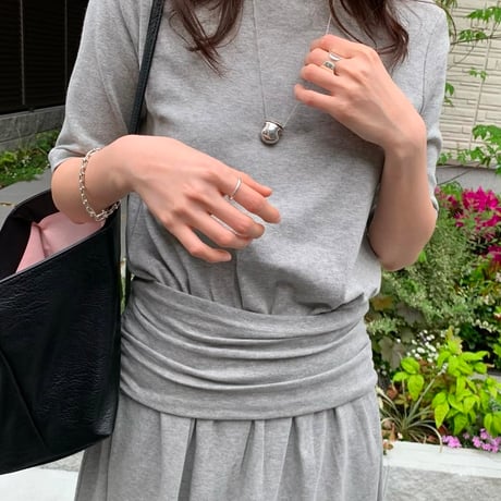 予約販売　Elegant Draped Waist Midi Dress