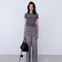 予約販売 Ribbed Knit Pants with Button Detailing