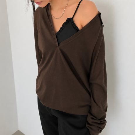 予約販売　Soft Draped V-Neck Collar knit