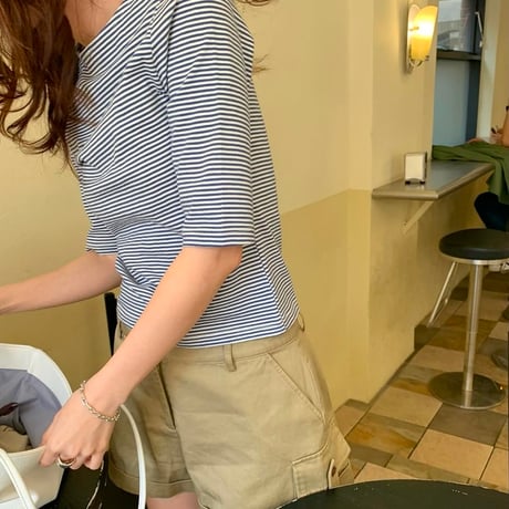予約販売　Boat Neck Stripe Top