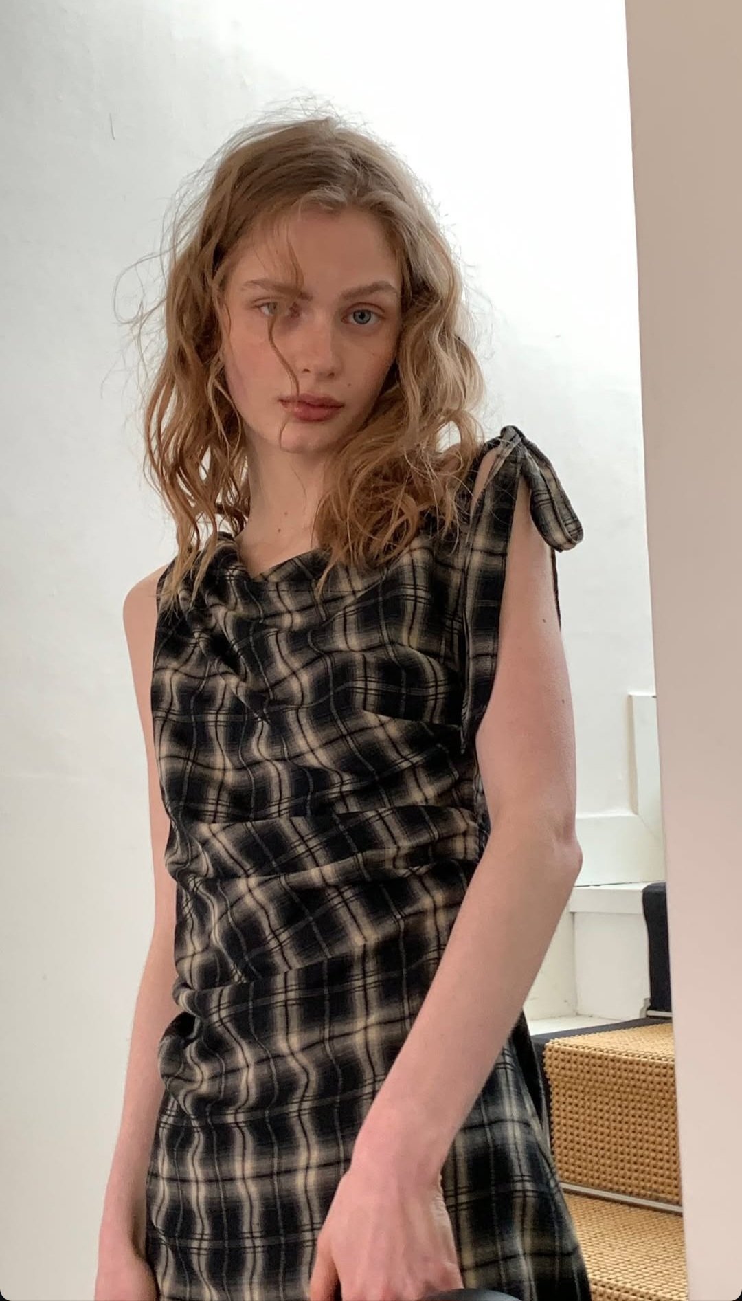 Ir　Draped plaid sleeveless dress Draped plaid sleeveless dress | Ir