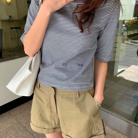 予約販売　Boat Neck Stripe Top