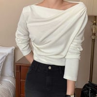 Draped off shoulder T