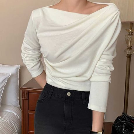 Draped off shoulder T