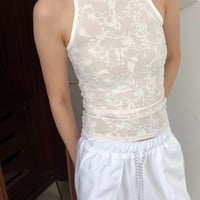 sheer floral lace tank top