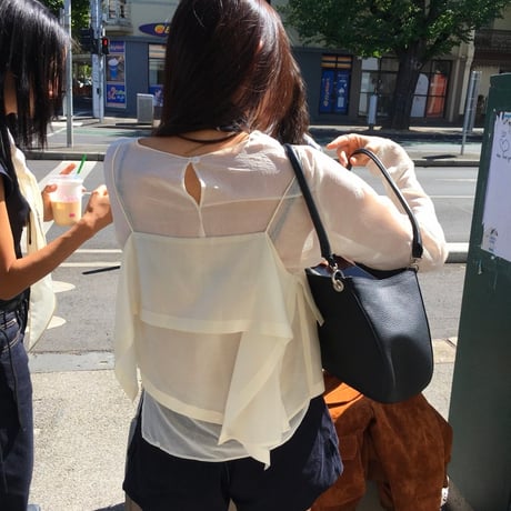Front Ribbon Sheer Layered Top