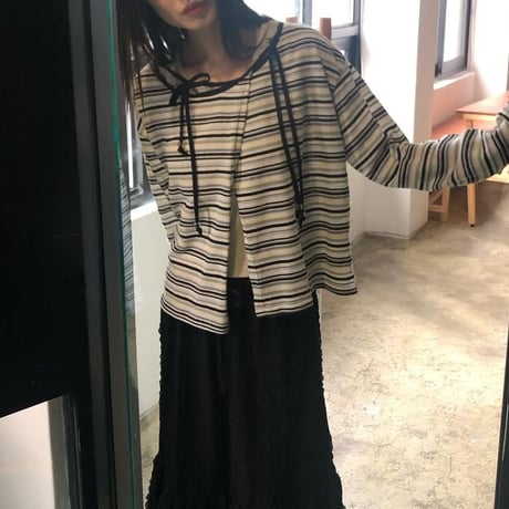 Striped Ribbon-Tie Cardigan