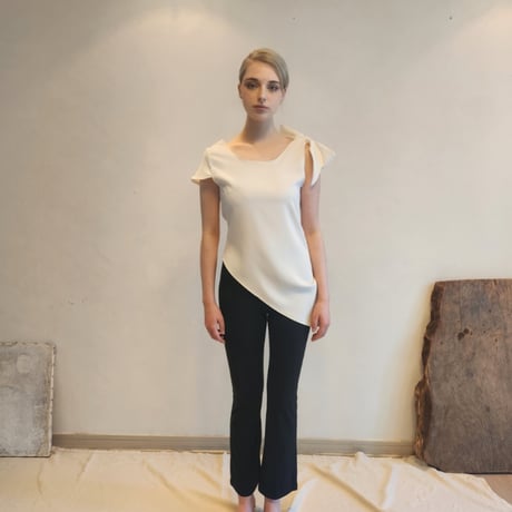 asymmetric draped bow shoulder top