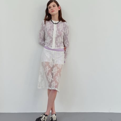 Floral lace midi skirt