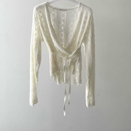 最終予約販売　Delicate Lace Tie-Front Blouse