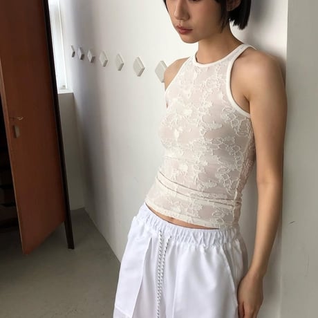 sheer floral lace tank top