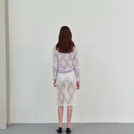 Floral lace midi skirt