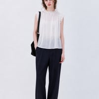 予約販売　Soft Frill Sleeveless Cotton Blouse
