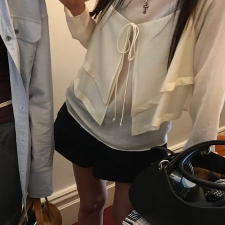 Front Ribbon Sheer Layered Top