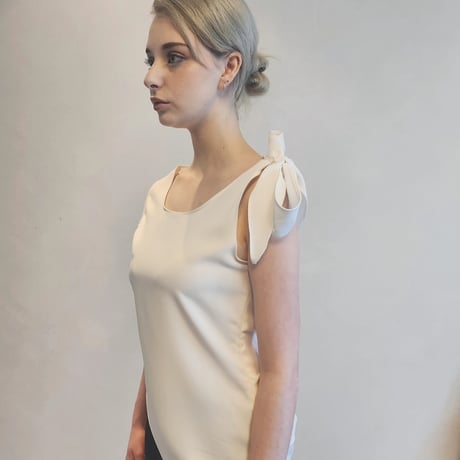 asymmetric draped bow shoulder top