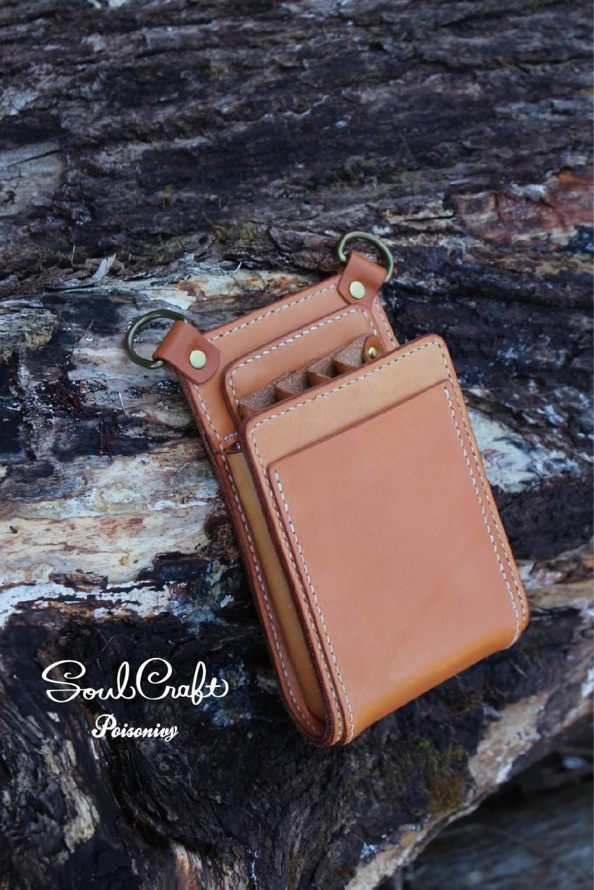 手染めキャメル＆ナチュラル　６丁差し　本革シザーケース　SCA-158/NCA 手染めキャメル＆ナチュラル 6丁差し 本革シザーケース SCA-158