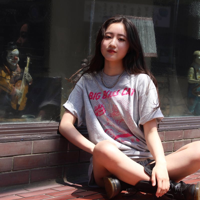BIG BOSS CAT” Tシャツ/ユニセックス/杢グレー×ピンク | Poisonivy