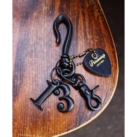 真鍮製 フックキーチェーン ナンバーズコンボ “13 Thirteen” マットブラック /Original Brassmade Muttblack KeyChain Number“13”