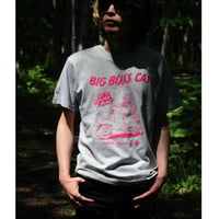 “BIG BOSS CAT” Tシャツ/ユニセックス/杢グレー×ピンク