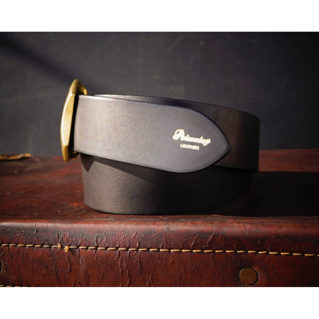 オリジナル ブラックサドルレザーベルト/4㎜厚/シングルホール