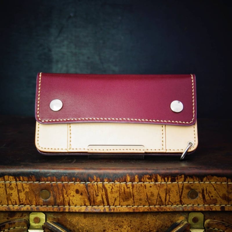 オリジナル トラッカーウォレット チェリーレッド×サドルタン/クローム