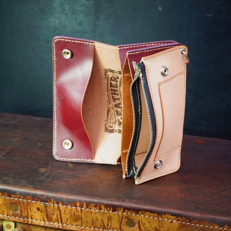 オリジナル トラッカーウォレット チェリーレッド×サドルタン/クローム