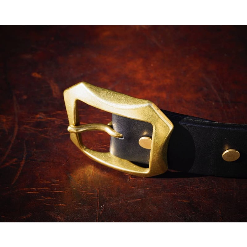 YONFA ブラックレザーベルト ゴールドバックルM YONFA ブラックレザーベルト ゴールドバックルM YONFA ブラックレザー