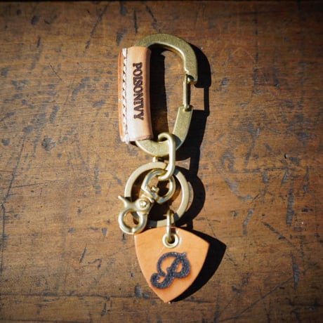 Brass & Leather Carabiner / 真鍮無垢×手縫いヌメ革カラビナ