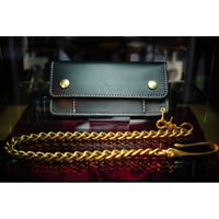 オリジナル トラッカーウォレット ブラック×ホワイトステッチ インナーカードポケット