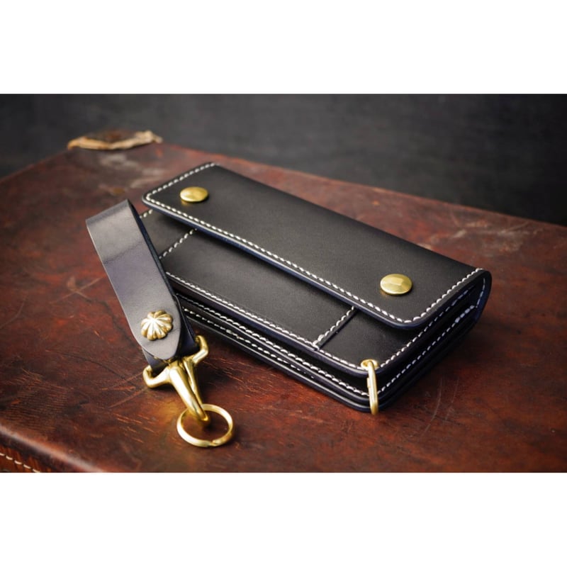 トラッカーウォレット　(ブラック) ハンドメイド トラッカーウォレット ブラック - Leather WoRks Z'z GALLERY | minne