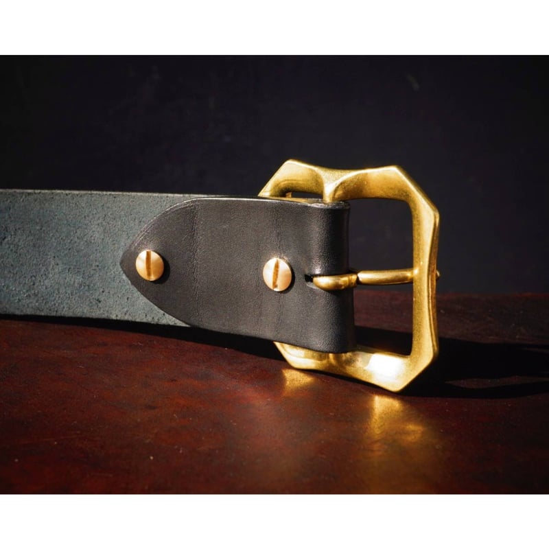 オリジナル ブラックサドルレザーベルト/4㎜厚/シングルホール