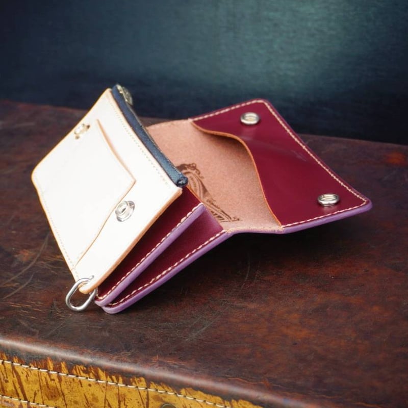 オリジナル トラッカーウォレット チェリーレッド×サドルタン/クローム